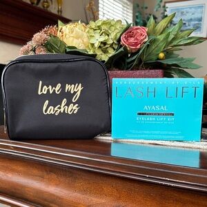 Brand New Korean Lash Lift Kit Eyelash Perm Curl DIY & Lancôme Black Makeup Bag